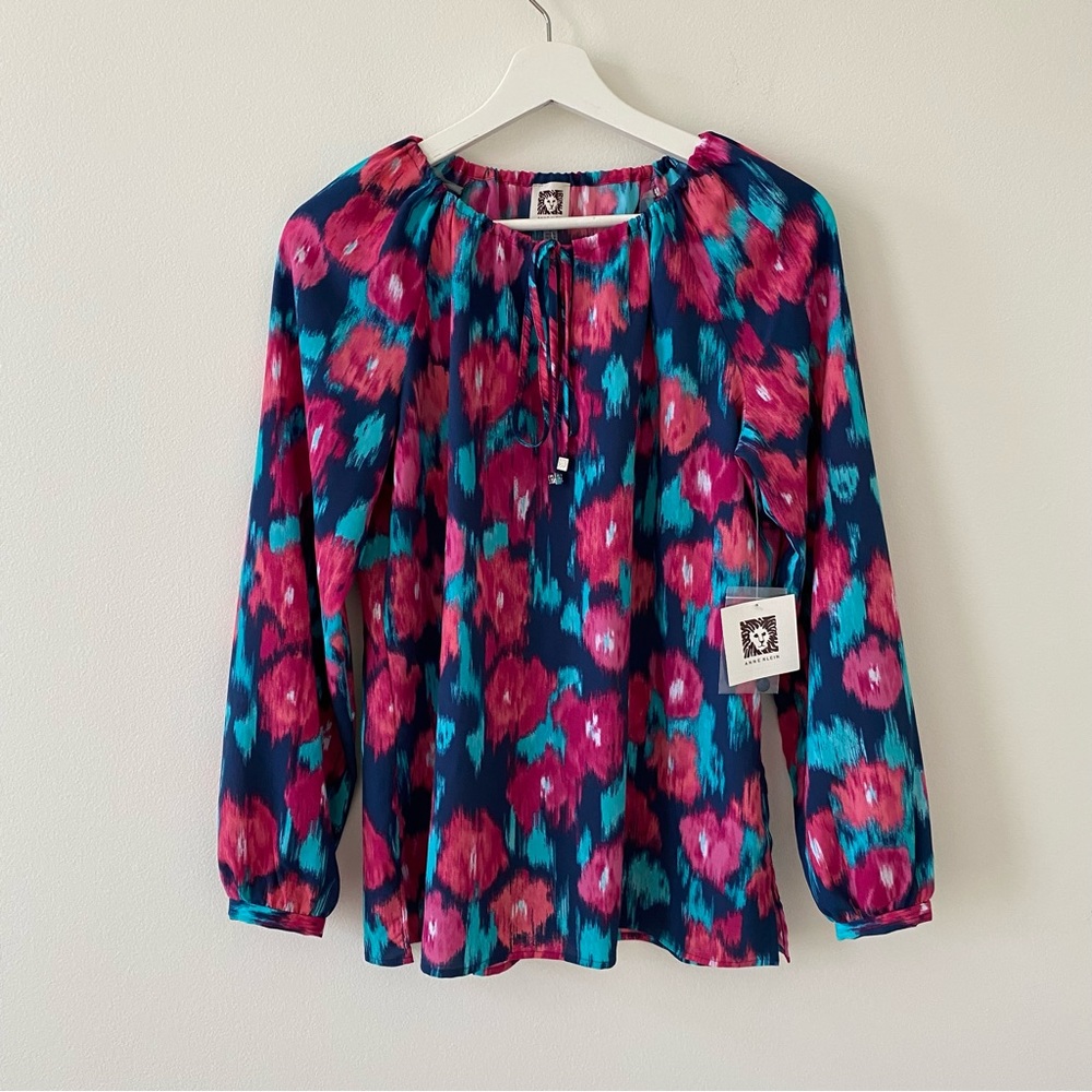 Anne Klein Women’s Orchid Multi Color Peasant Top